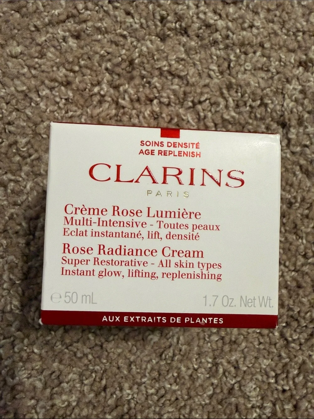 Clarins Rose Radiance Cream - White & Red Packaging
